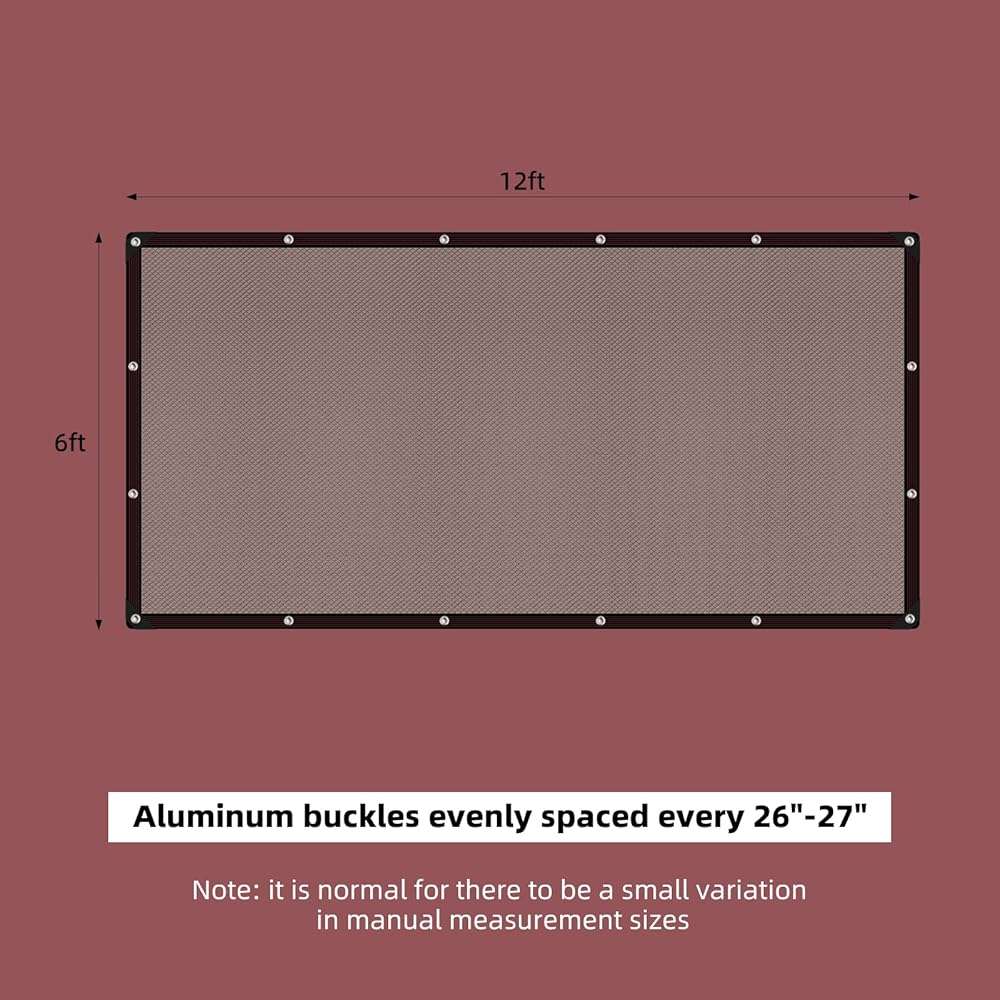BELLEBILL 40% Shade Cloth, 6x12FT Black Heavy Duty Mesh Screen Tarp with Grommets for Patio, Canopy, Garden, Porch, Greenhouse, Pools, Garage - Image 2
