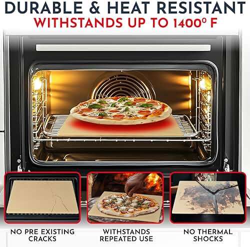 Large Pizza Stone for Oven – 15 x 12 inch Rectangular Pizza Stone for Grill, Even Heating for Perfect Crispy Crusts! Crack Resistant and Easy to Clean, Pizza Making Accessories - Image 5