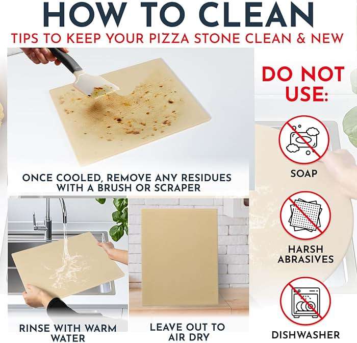 Large Pizza Stone for Oven – 15 x 12 inch Rectangular Pizza Stone for Grill, Even Heating for Perfect Crispy Crusts! Crack Resistant and Easy to Clean, Pizza Making Accessories - Image 6