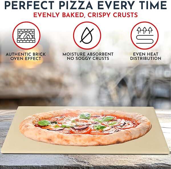 Large Pizza Stone for Oven – 15 x 12 inch Rectangular Pizza Stone for Grill, Even Heating for Perfect Crispy Crusts! Crack Resistant and Easy to Clean, Pizza Making Accessories - Image 7