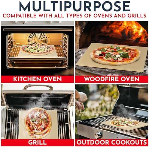 Large Pizza Stone for Oven – 15 x 12 inch Rectangular Pizza Stone for Grill, Even Heating for Perfect Crispy Crusts! Crack Resistant and Easy to Clean, Pizza Making Accessories - Image 8