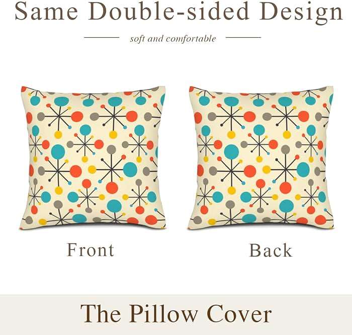 Waiyear Mid Century Modern Atomic Throw Pillows Covers 18"x18" Set of 2, Retro Decorative Pillow Cases for Couch Sofa Living Room,Yellow Cushion Covers - Image 3