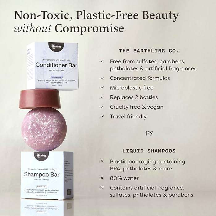 The Earthling Co. Volumizing Shampoo & Conditioner Bar Set For Thickening, Fullness, Strength, and Growth - Sulfate, SIlicone, Paraben Free for Thin, Flat, Fine Hair - Made in USA (Vanilla Coconut) - Image 9