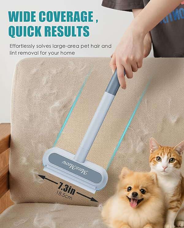 MecoMeow Pet Hair Removal Brush for Couch, Durable, Reusable, Washable Lint Cleaner for Dog and Cat Hair, Gentle on Furniture, Effective on Carpets, Clothing, Bedding-Basic - Image 2
