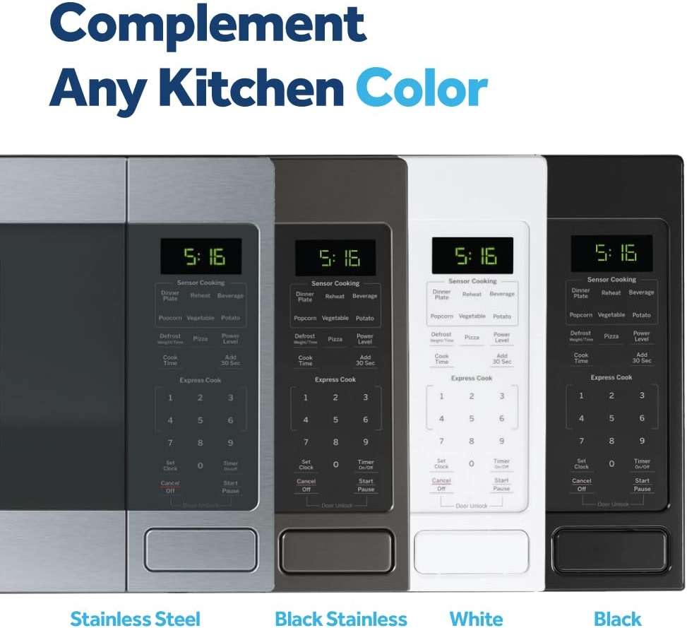 GE Countertop Microwave Oven, 1,150-watt Capacity, 1.6 Cubic Ft., 8 Auto Setting Cooking Settings, Child-Lock Technology, Kitchen Essentials for the Countertop, Dorm Room or Apartment, Stainless Steel - Image 8