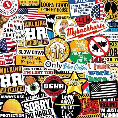 173 PCS Hard Hat Stickers for Adults - Funny (Dirty) for Water Bottle, Laptop, Helmet, Cars, Tool Box, Cars - Blue Collar Stickers for Men, Waterproof - Image 1