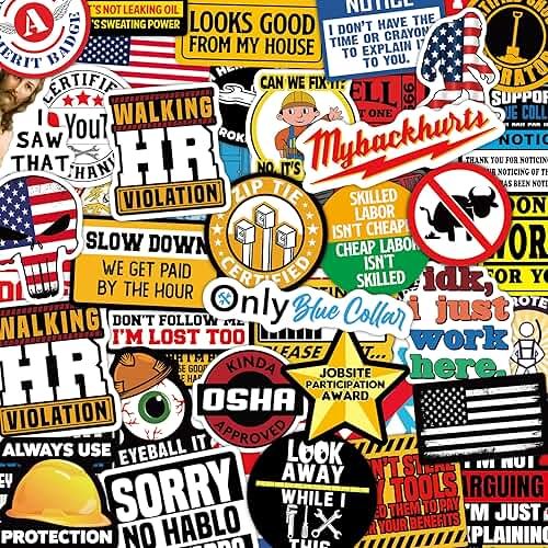 173 PCS Hard Hat Stickers for Adults - Funny (Dirty) for Water Bottle, Laptop, Helmet, Cars, Tool Box, Cars - Blue Collar Stickers for Men, Waterproof - Product Image