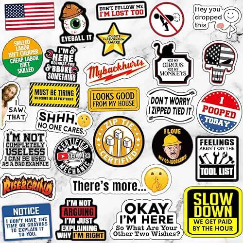 173 PCS Hard Hat Stickers for Adults - Funny (Dirty) for Water Bottle, Laptop, Helmet, Cars, Tool Box, Cars - Blue Collar Stickers for Men, Waterproof - Image 3