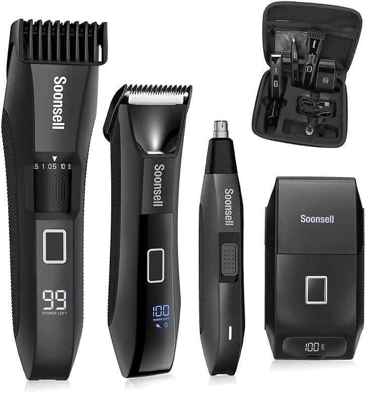 Soonsell Manscape Beard Trimmer for Men,Body Hair Trimmer for Men,4 IN1 Men's Grooming Kit,LED Display,Waterproof,Wet/Dry Trimmer - Product Image