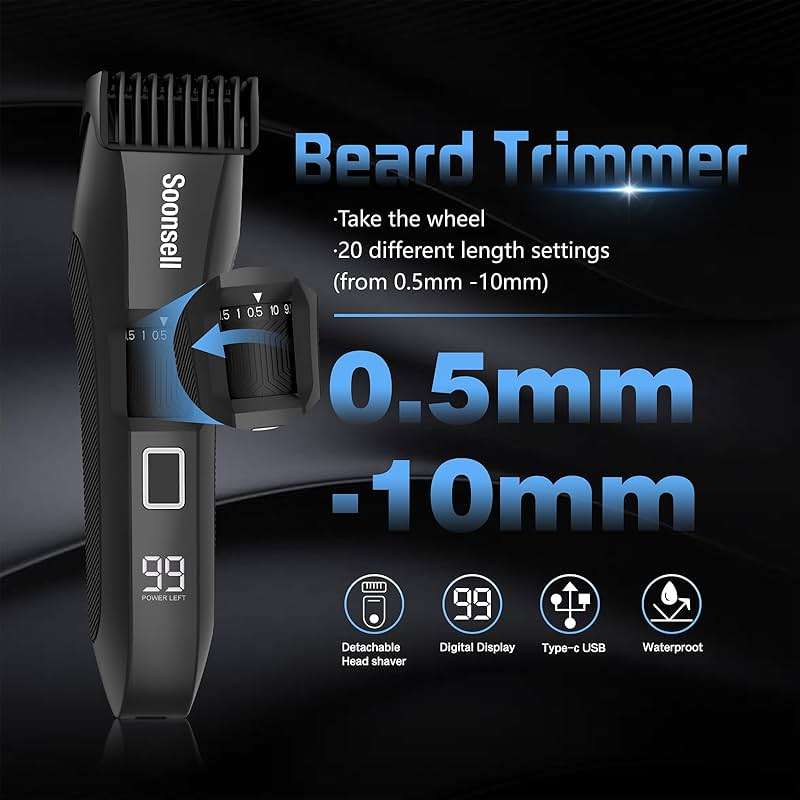 Soonsell Manscape Beard Trimmer for Men,Body Hair Trimmer for Men,4 IN1 Men's Grooming Kit,LED Display,Waterproof,Wet/Dry Trimmer - Image 2