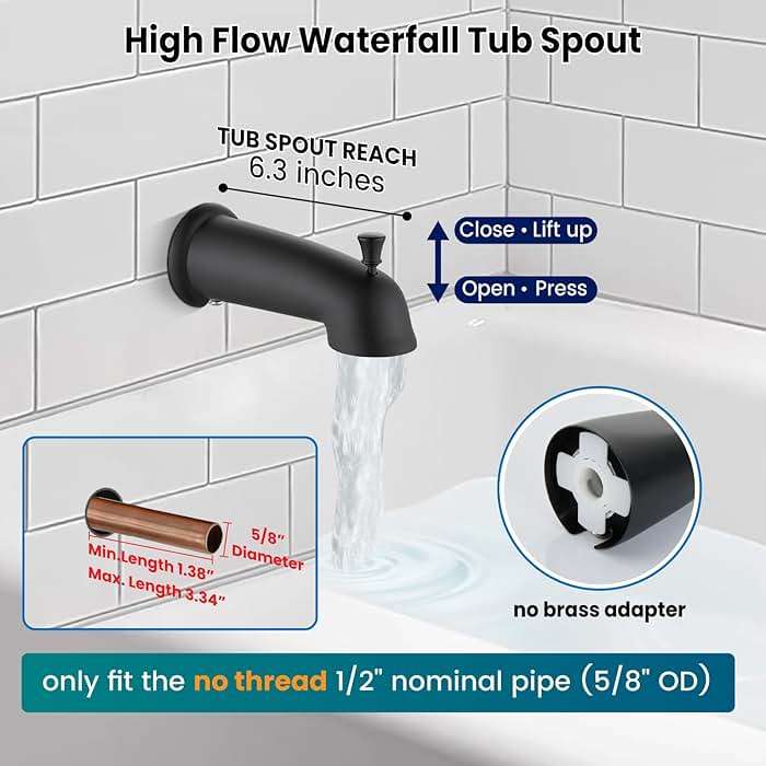 gotonovo Bathroom Shower Head Kit High Pressure Combo System Shower Faucet 6 Modes ABS Handheld Spray Shower Trim Kit Valve Included Shower Head and Handle Set Matte Black - Image 4