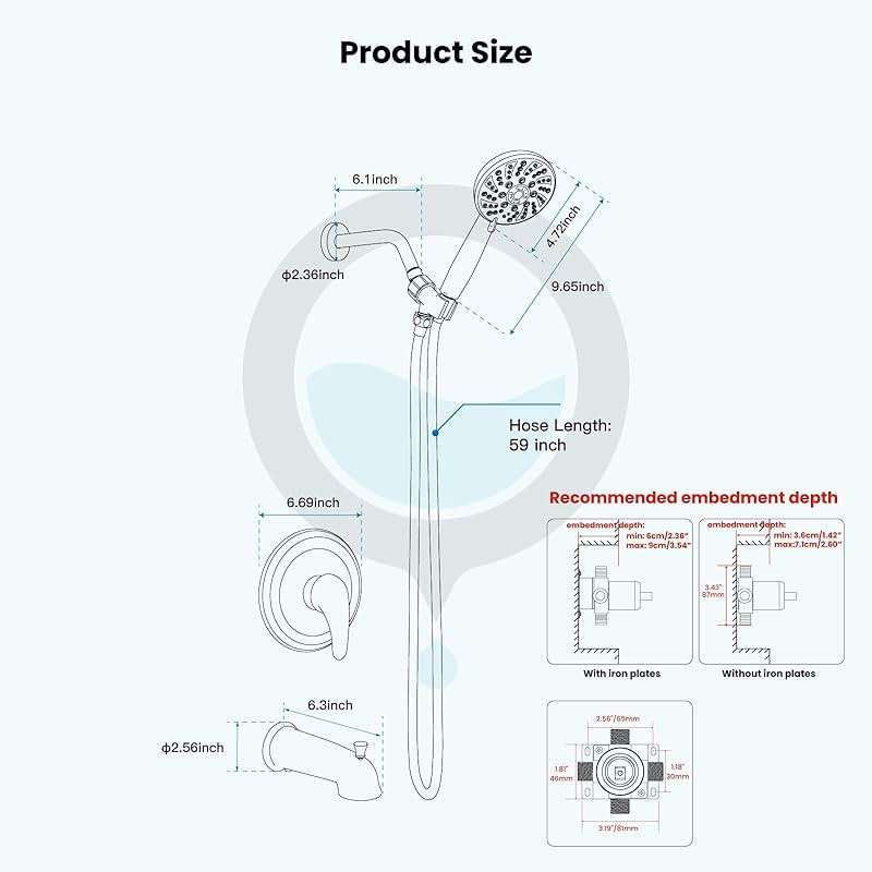 gotonovo Bathroom Shower Head Kit High Pressure Combo System Shower Faucet 6 Modes ABS Handheld Spray Shower Trim Kit Valve Included Shower Head and Handle Set Matte Black - Image 7
