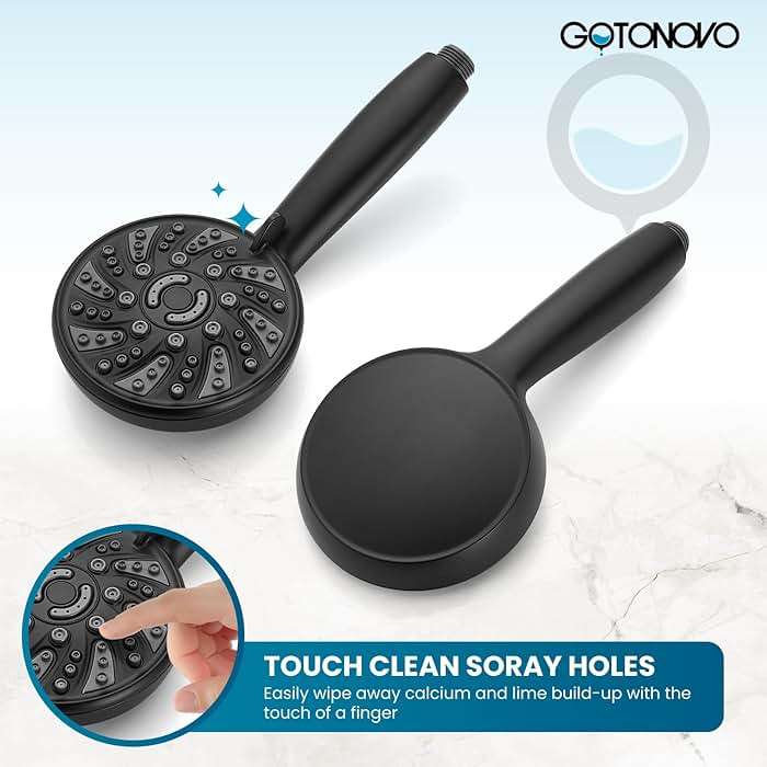 gotonovo Bathroom Shower Head Kit High Pressure Combo System Shower Faucet 6 Modes ABS Handheld Spray Shower Trim Kit Valve Included Shower Head and Handle Set Matte Black - Image 9