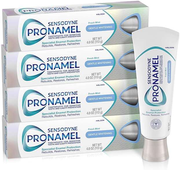 Sensodyne Pronamel Gentle Teeth Whitening Enamel Toothpaste for Sensitive Teeth, to Reharden and Strengthen Enamel, Amazon Exclusive, Fresh Mint - 4 Ounces (Pack of 4) - Image 1