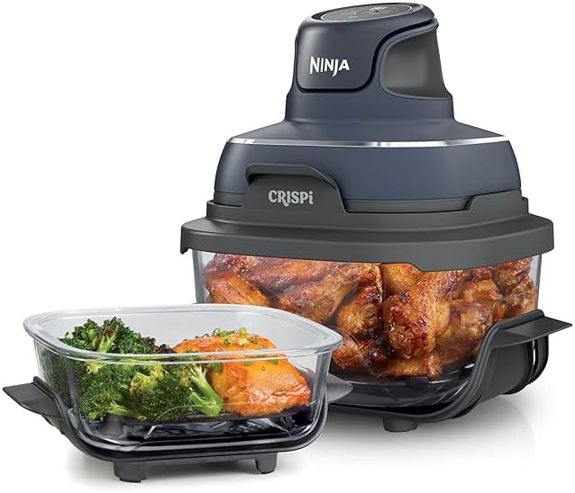 Ninja Crispi 4 in 1 Glass Air Fryer, 450°F, Non Toxic, 4QT and 6 Cup Containers with Lids, Dishwasher Safe, Cyberspace Gray, 1 Count, FN101GY - Product Image
