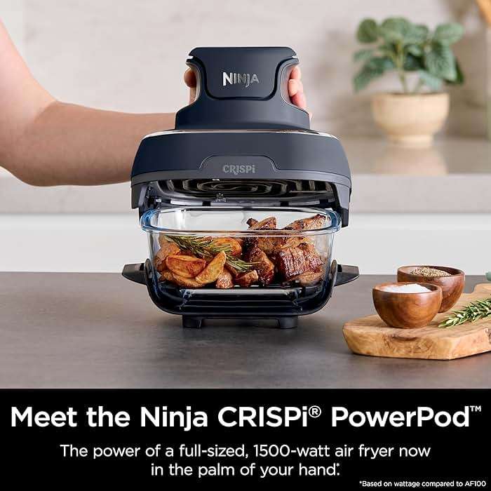 Ninja Crispi 4 in 1 Glass Air Fryer, 450°F, Non Toxic, 4QT and 6 Cup Containers with Lids, Dishwasher Safe, Cyberspace Gray, 1 Count, FN101GY - Image 4