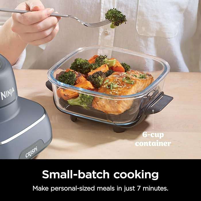 Ninja Crispi 4 in 1 Glass Air Fryer, 450°F, Non Toxic, 4QT and 6 Cup Containers with Lids, Dishwasher Safe, Cyberspace Gray, 1 Count, FN101GY - Image 7