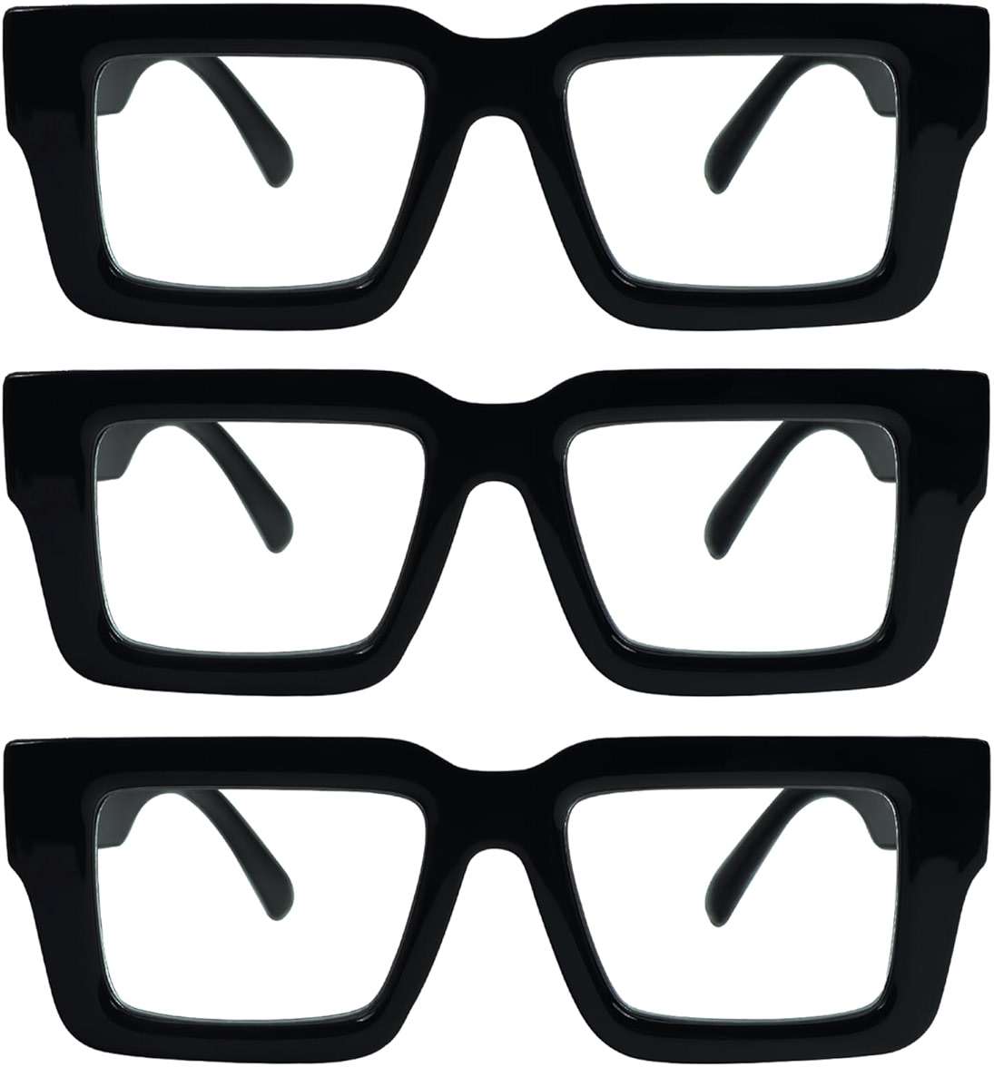 REAVEE 3 Pack Reading Glasses for Women Men, Blue Light Blocking Readers Stylish Square with Spring Hinge - Image 3