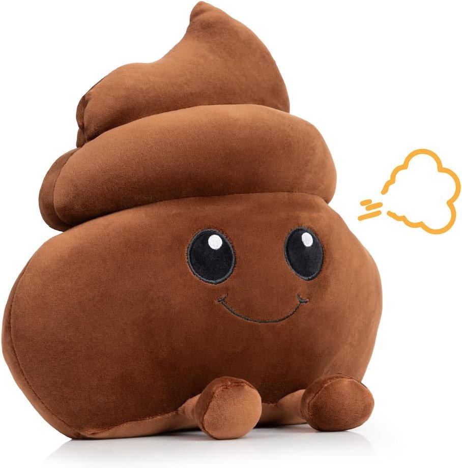 Twiddler Toys Poop Emoji Fart Noise Maker - Large 11” Plush Pillow Toy with 20 Hilarious Farting Sounds - Funny Gag Gift for Friends and Coworkers - Product Image