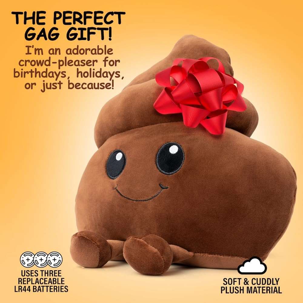 Twiddler Toys Poop Emoji Fart Noise Maker - Large 11” Plush Pillow Toy with 20 Hilarious Farting Sounds - Funny Gag Gift for Friends and Coworkers - Image 4
