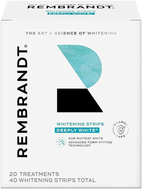 Rembrandt Teeth Whitening Strips, Deeply White, Enamel-Safe, 40 Whitening Strips (20 Treatments) - Product Image