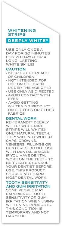 Rembrandt Teeth Whitening Strips, Deeply White, Enamel-Safe, 40 Whitening Strips (20 Treatments) - Image 2
