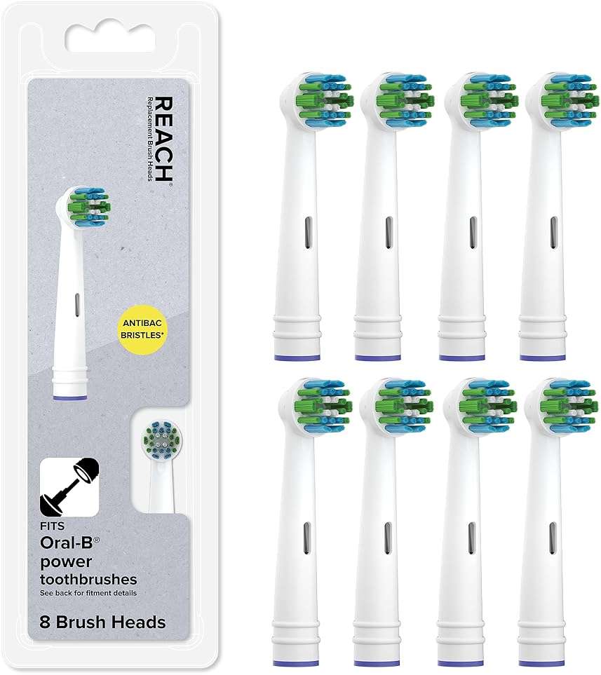REACH Universal Replacement Toothbrush Heads, Fits Oral-B Electric Toothbrushes, 8 Count - Image 1