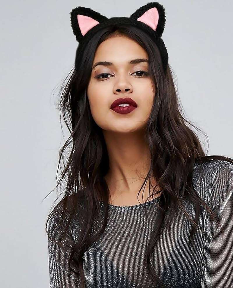 Huachi 2 Packs Cute Cat Ears Headband Spa Headbands for Washing Face Makeup Skincare Halloween Costume, Soft Push Black Cats Animal Head Bands Hair Accessories for Women Teen Girls (Black & White) - Image 4
