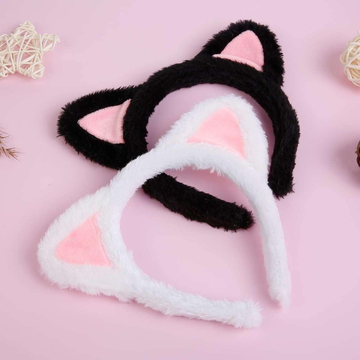 Huachi 2 Packs Cute Cat Ears Headband Spa Headbands for Washing Face Makeup Skincare Halloween Costume, Soft Push Black Cats Animal Head Bands Hair Accessories for Women Teen Girls (Black & White) - Image 5