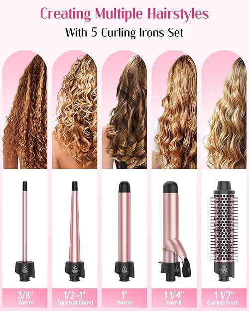 ANIEKIN 5 in 1 Curling Iron Set, Fast Heat Up Curling Wand from 3/8 to 1 1/4 Inch and a Thermal Brush Come with, Dual Voltage Hair Curler for Women All Hair Types and Travel Use, Gifts for Women - Image 2