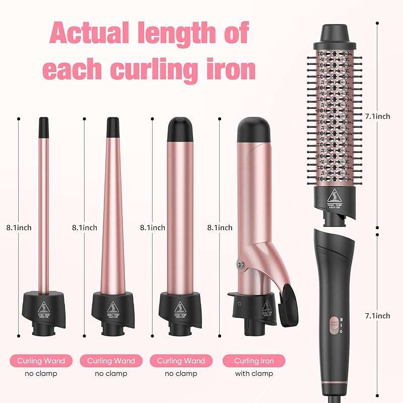 ANIEKIN 5 in 1 Curling Iron Set, Fast Heat Up Curling Wand from 3/8 to 1 1/4 Inch and a Thermal Brush Come with, Dual Voltage Hair Curler for Women All Hair Types and Travel Use, Gifts for Women - Image 3