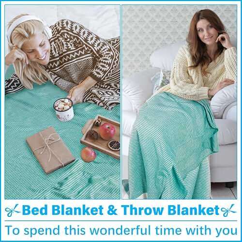 Oversized Turkish Beach Towel Blanket XXL Cotton Sandproof Towels Boho Woven Extra Large Big Sand Free Giant Throw Blankets Huge Quilt XL Picnic Camping Necessities Cloud For Adult Gifts Teal - Image 5