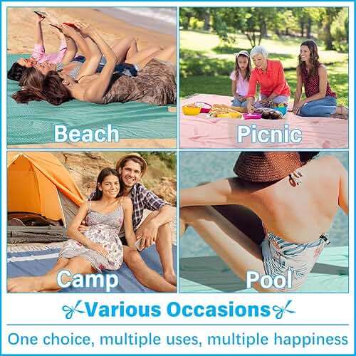 Oversized Turkish Beach Towel Blanket XXL Cotton Sandproof Towels Boho Woven Extra Large Big Sand Free Giant Throw Blankets Huge Quilt XL Picnic Camping Necessities Cloud For Adult Gifts Teal - Image 6