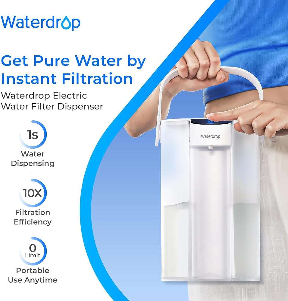 Waterdrop ED01W Electric Water Filter Pitcher, Reduce 99.6% of Lead and 45+ Impurities, 15-Cup 200-Gallon Capacity, Rechargeable Instant Dispenser, NSF/ANSI 42&53&401&372, Does not Lower TDS, White - Image 2