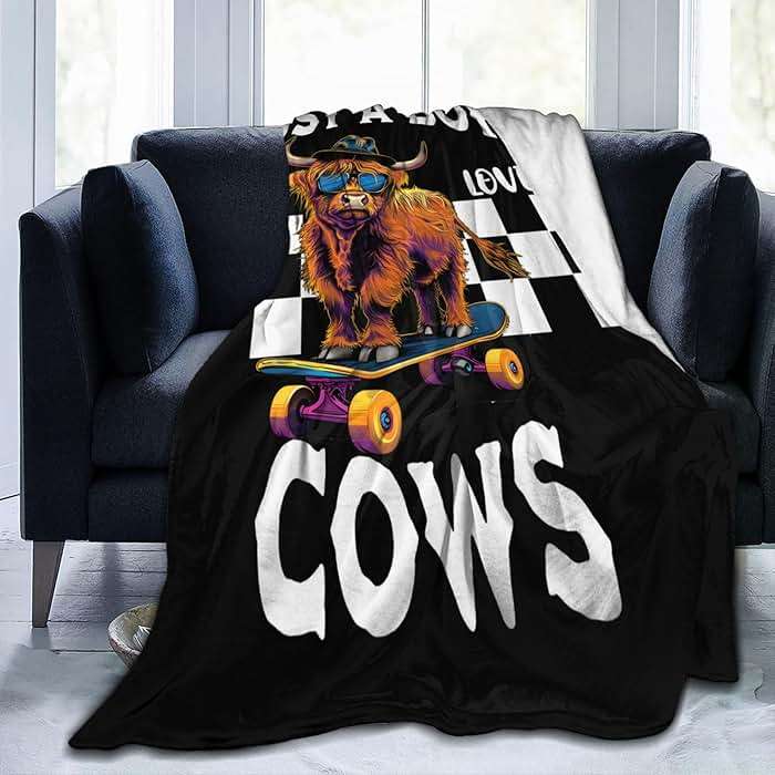Just A Boy Who Love Cows Blanket Funny Highland Cows Decor Throw Blanket Gifts for Girls Boys Super Warm Soft Plush Fleece Flannel Cattle Blanket Couch Bedding Blanket for Adults Kids Women 50"X40" - Image 2