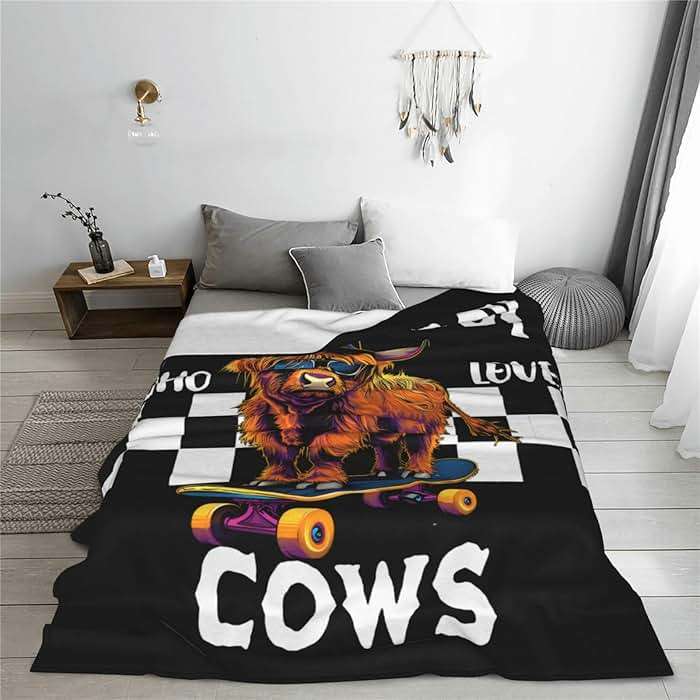 Just A Boy Who Love Cows Blanket Funny Highland Cows Decor Throw Blanket Gifts for Girls Boys Super Warm Soft Plush Fleece Flannel Cattle Blanket Couch Bedding Blanket for Adults Kids Women 50"X40" - Image 5