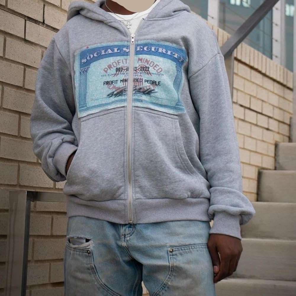 GGOOB Zip up Hoodie Y2k Oversized Graphic Hoodies Unisex Grunge Jackets Streetwear Vintage 2000s Emo Clothes - Image 5