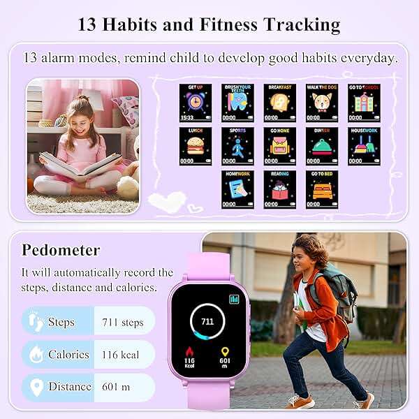 KALINCO Kids Smart Watch, 30+ Games Camera Video Pedometer Kids Watch, Music Player, Alarm, Audiostory, Torch, Step Counter, Educational Toys for Children Age 5-12 - Image 5