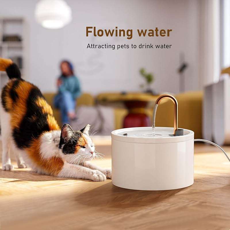 DOOOB Ceramic Cat Water Fountain, 2.1L/71oz Ceramic Cat Fountain, Automatic Ceramic Water Fountain for Cats, Pet Water Fountain with Ultra-Quiet Pump and 3 Filters & 3 Sponges (White) - Image 6