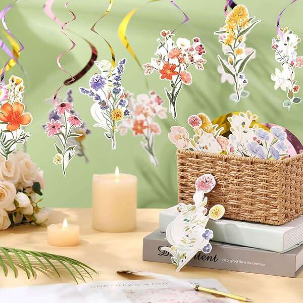 Trandraft 36 Pcs Wildflower Hanging Swirl Decorations Birthday Party Banners Baby Shower Party Decorations Hanging Streams Swirls for Baby Shower Gender Reveal Bridal Home Classroom Themed Supplies - Image 6
