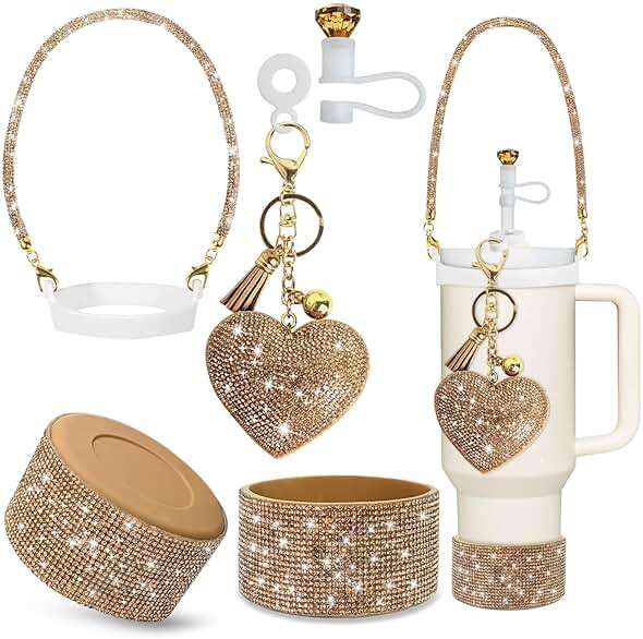 VirgoCCY Stanley Cup Accessories Set 30&40 Oz, Includes 0.4in Straw Covers, Water Bottle Handle Strap, Cute Stanley Charms and Silicone Boot. - Product Image