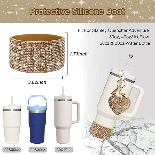 VirgoCCY Stanley Cup Accessories Set 30&40 Oz, Includes 0.4in Straw Covers, Water Bottle Handle Strap, Cute Stanley Charms and Silicone Boot. - Image 3