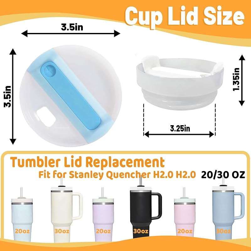 Fabenyok 30 OZ Tumbler Lid Replacement Fit for Stanley Cup, 2 Pack Replacement Lids Fit for Stanley Travel Tumbler, Spill Proof Tumbler Covers for Stanley Cup Accessories (Opaque - Blue) - Image 3