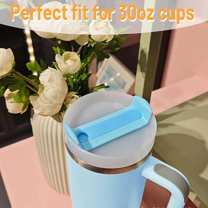 Fabenyok 30 OZ Tumbler Lid Replacement Fit for Stanley Cup, 2 Pack Replacement Lids Fit for Stanley Travel Tumbler, Spill Proof Tumbler Covers for Stanley Cup Accessories (Opaque - Blue) - Image 7