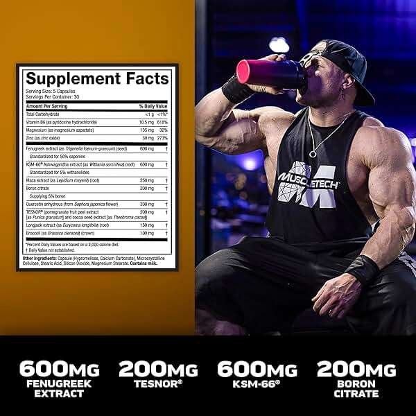 MuscleTech Testosterone Booster for Men, AlphaTest (150 Capsules) - Workout Testosterone Supplement for Men - Sports Nutrition Testosterone Booster for Endurance, Strength & Muscle Builder - Image 4
