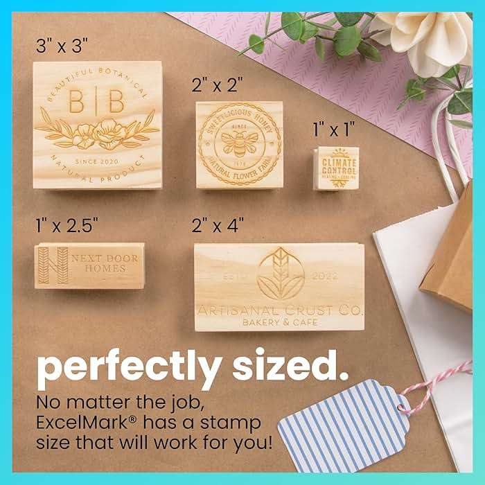 ExcelMark Custom Logo Stamp - Personalized Wood Rubber Stamp - Upload Your Own Image (2"x2") - Image 2