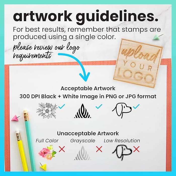 ExcelMark Custom Logo Stamp - Personalized Wood Rubber Stamp - Upload Your Own Image (2"x2") - Image 8