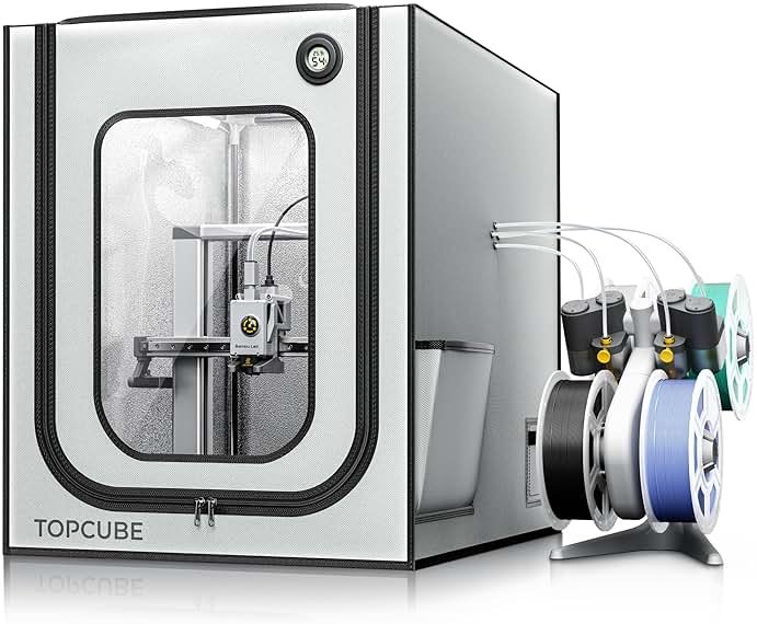 TOPCUBE 3D Printer Enclosure for Bambu Lab A1, Upgraded Large Size Enclosure with LED Light, Fireproof Waterproof Dustproof Noise Reduction Constant Temperature 3D Printer Cover, 580X670X670MM - Product Image