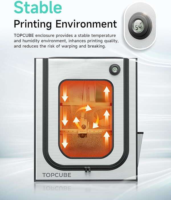 TOPCUBE 3D Printer Enclosure for Bambu Lab A1, Upgraded Large Size Enclosure with LED Light, Fireproof Waterproof Dustproof Noise Reduction Constant Temperature 3D Printer Cover, 580X670X670MM - Image 3