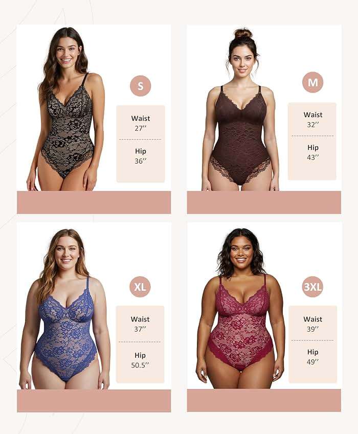 FeelinGirl Shapewear Bodysuits for Women Lace Shapewear Tummy Control V-Neck Sleeveless Bodysuit Tops Jumpsuit - Image 5